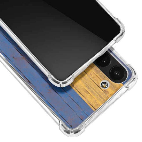 Barbados Flag Dark Wood Galaxy S23 Clear Case